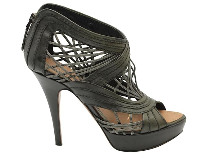 Alaïa Caged Sandals in Black Leather  ref.1301790