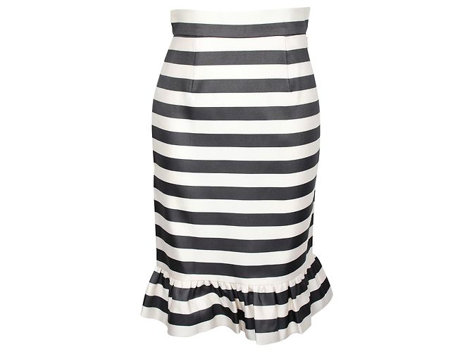 Autre Marque Falda de nácar Bella Jacquard a rayas en seda negra Negro