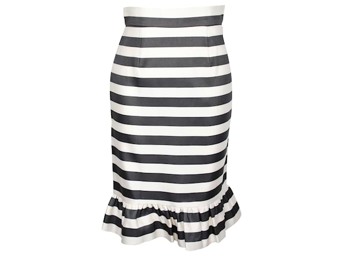 Autre Marque Mother Of Pearl Bella Jacquard Stripe Skirt in Black Silk  ref.1301793