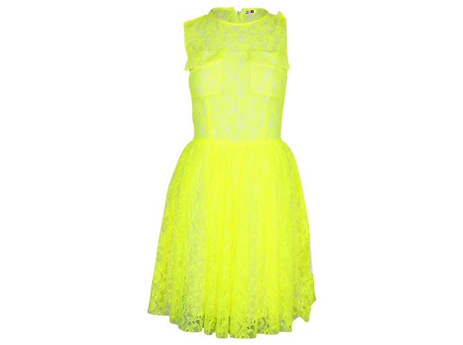 MSGM Spitzenkleid in Neongelb Polyamid