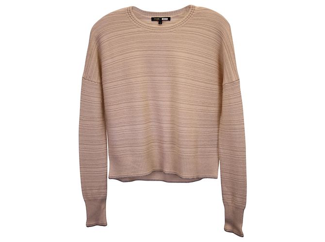 Maglione Maje a coste in lana rosa 