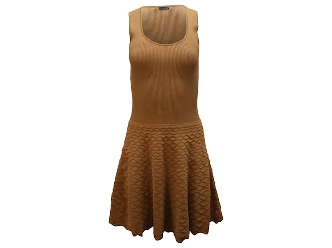 Alexander McQueen Knitted Scalloped Sleeveless Mini Dress in Beige Viscose Cellulose fibre  ref.1301828