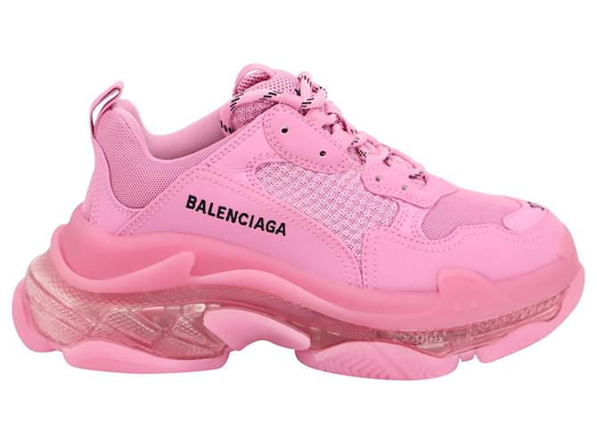 First Balenciaga Triple S Sneakers mit transparenter Sohle aus rosa Polyurethan Pink Kunststoff  ref.1301831