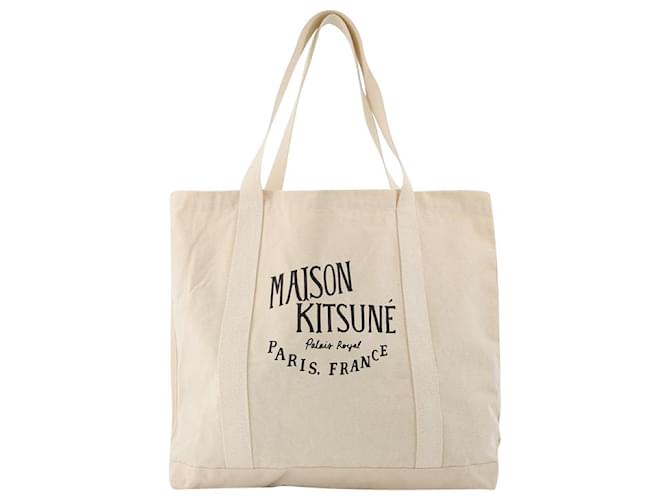 Autre Marque Palais Royal Einkaufstasche - Maison Kitsune - Creme - Baumwolle Weiß Leinwand  ref.1301851