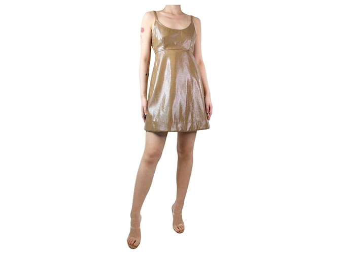 Ganni Brown patent faux leather mini dress - size UK 8 Polyester  ref.1302006