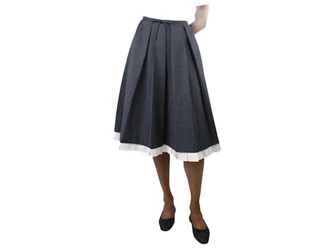 Autre Marque Grey pleated midi skirt - size UK 6 Polyester  ref.1302009
