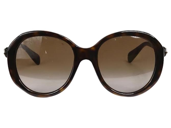 Gafas de sol de carey extragrandes redondas marrones de Gucci Castaño  ref.1302011