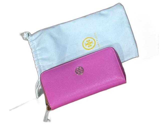 Portefeuille long continental rose Tory Burch Cuir  ref.1302014