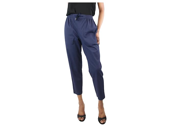 Autre Marque Pantaloni elasticizzati blu scuro - taglia S Cotone  ref.1302016