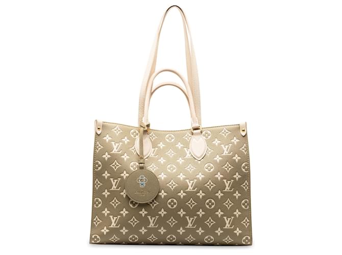 Louis Vuitton Braunes Monogramm Empreinte Spring In The City Onthego MM Khaki Leder Kalbähnliches Kalb  ref.1302039