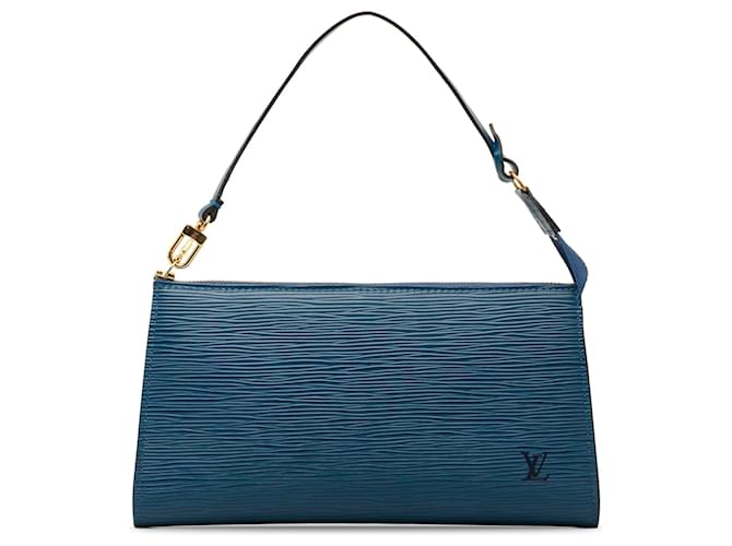 Acessórios Louis Vuitton Blue Epi Pochette Azul Azul escuro Couro  ref.1302051