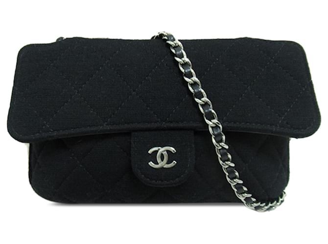 Borsa shopping pieghevole Chanel in tela nera Graffiti con patta in jersey Nero Cotone Panno  ref.1302058