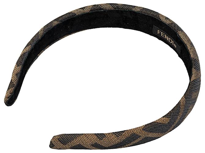 Fendi – Braunes Zucca-Stirnband Leinwand Tuch  ref.1302060