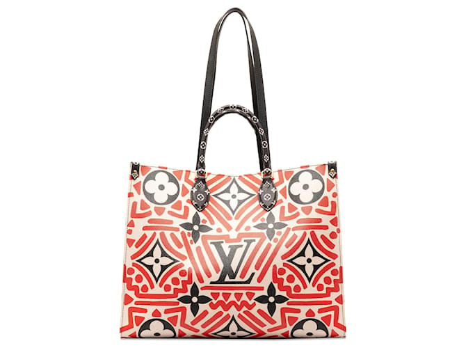 Louis Vuitton Red Monogram Giant Crafty Onthego GM Cloth Pony-style calfskin  ref.1302076