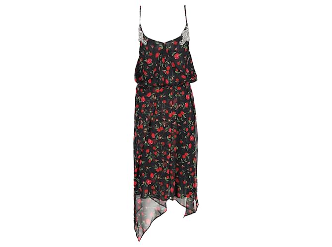 Autre Marque Dodo Bar Or Rose-Print Dress in Black Silk  ref.1302105