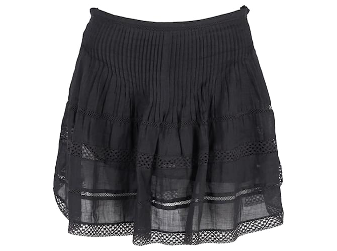 Isabel Marant Mini-jupe plissée en coton noir  ref.1302108