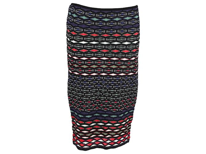 Missoni Knitted Bodycon Midi Skirt in Multicolor Viscose Multiple colors Cellulose fibre  ref.1302116