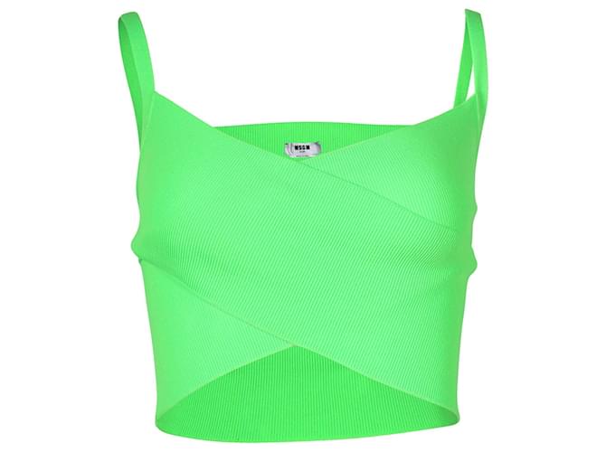 MSGM Knitted Crop Top in Neon Green Polyester  ref.1302120