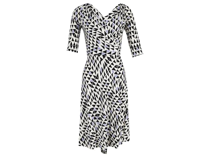 Diane Von Furstenberg Penna Geometric Print Wrap Dress in Multicolor Silk Multiple colors  ref.1302122