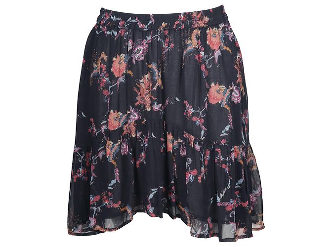 Iro Mini Saia Assimétrica em Viscose Estampada Floral Impressão em python