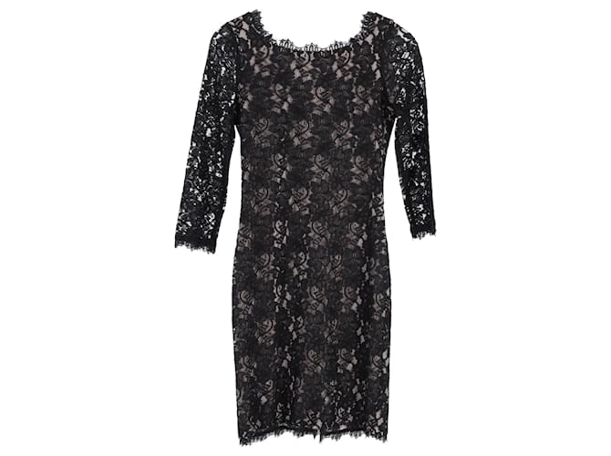 Vestido bainha Diane Von Furstenberg em renda de algodão preta Preto  ref.1302126