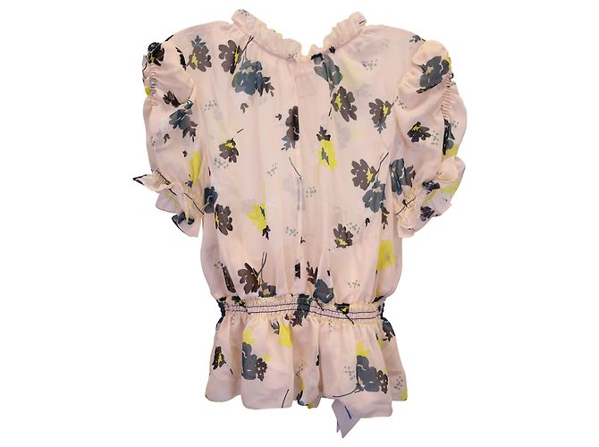 Self portrait Self-Portrait gerüschtes Top mit Blumenmuster aus rosa Polyester