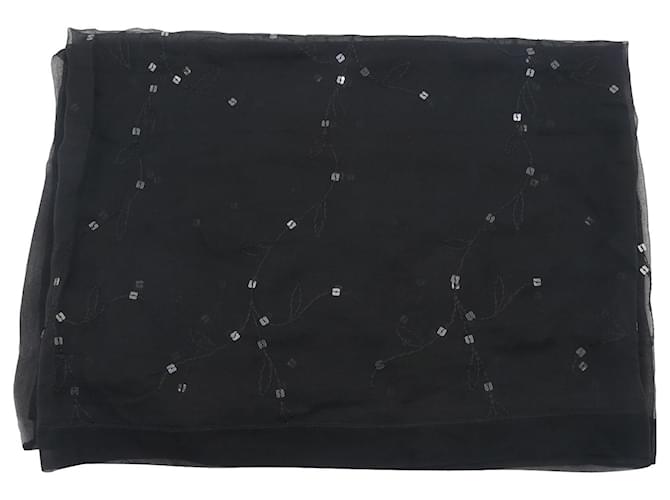 Giorgio Armani Sequence Schal aus schwarzem Seidenchiffon  ref.1302134