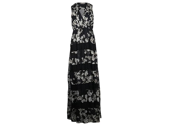 Alice + Olivia Ari Floral Maxi Dress in Black Polyester  ref.1302145