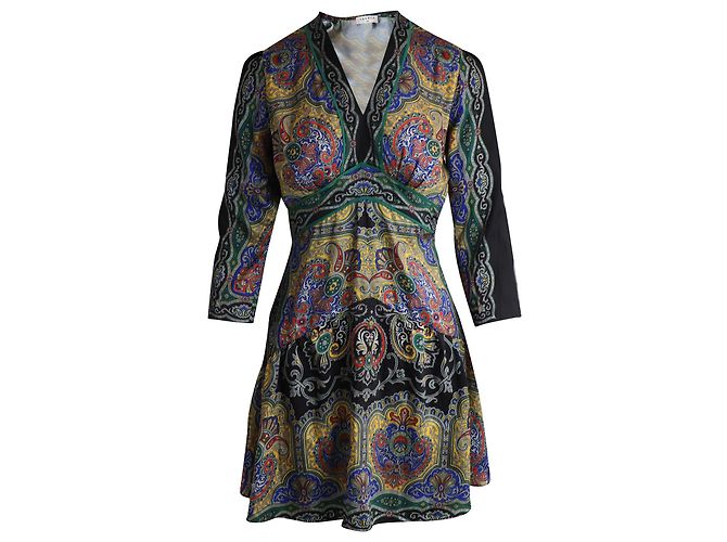 Minikleid mit V-Ausschnitt von Sandro Rayan aus mehrfarbigem Polyester Python drucken