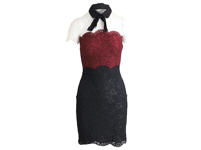 Sandro Color-Block Lace Dress in Multicolor Polyester Multiple colors  ref.1302153