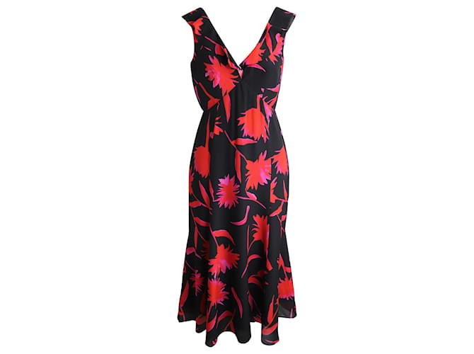Autre Marque Bedrucktes ärmelloses Kleid „Saloni Holly“ aus schwarzer und roter Seide  ref.1302164
