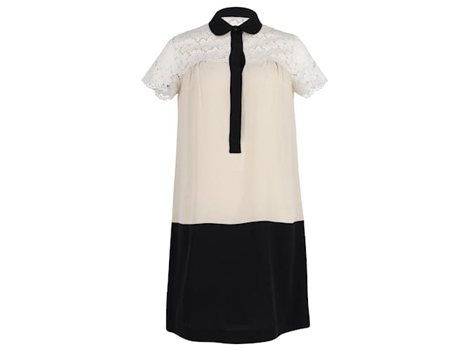 Max Mara Lace Panel Dress in Cream Silk White  ref.1302170