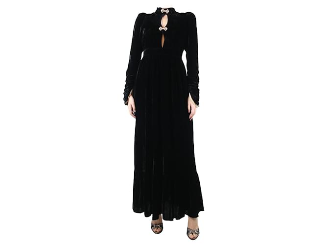 Manoush Black bejewelled velvet dress - size UK 8 Viscose  ref.1302194