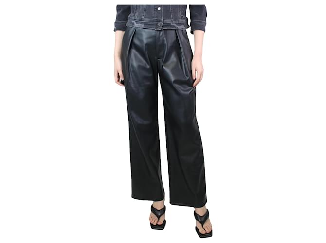 Mother Black pleated faux leather trousers - size UK 8 Polyurethane  ref.1302196