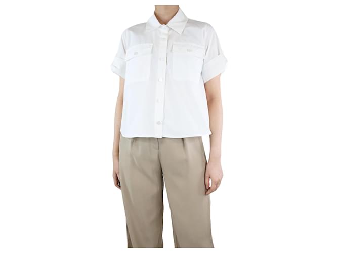 Max & Moi Camisa cropped branca com bolsos - tamanho UK 10 Branco Algodão  ref.1302198
