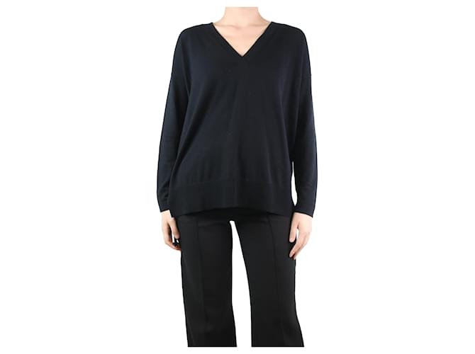 Autre Marque Black V-neckline wool top - size S  ref.1302200