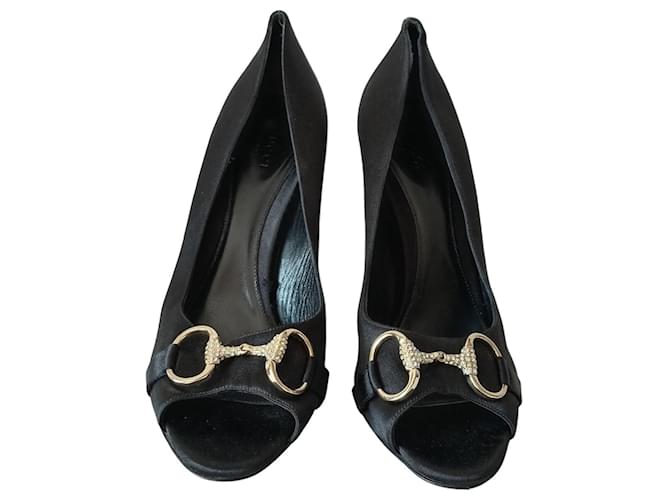 Chaussures Gucci Horsebit Soie Noir  ref.1302216