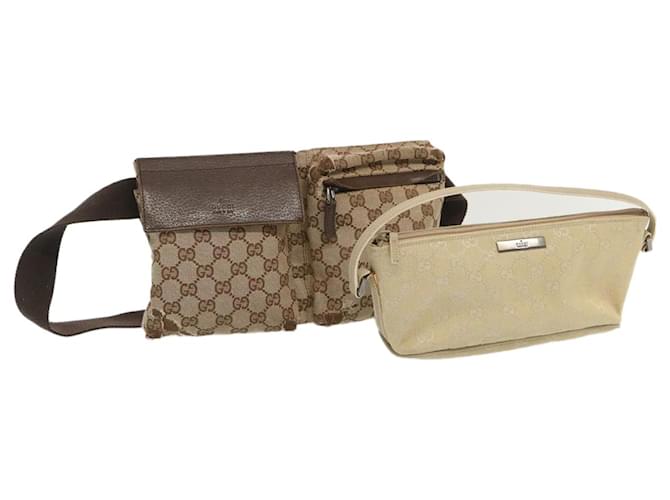 Gucci GG Canvas Waist Bag 2Set Beige Auth 67102 Cloth  ref.1302264
