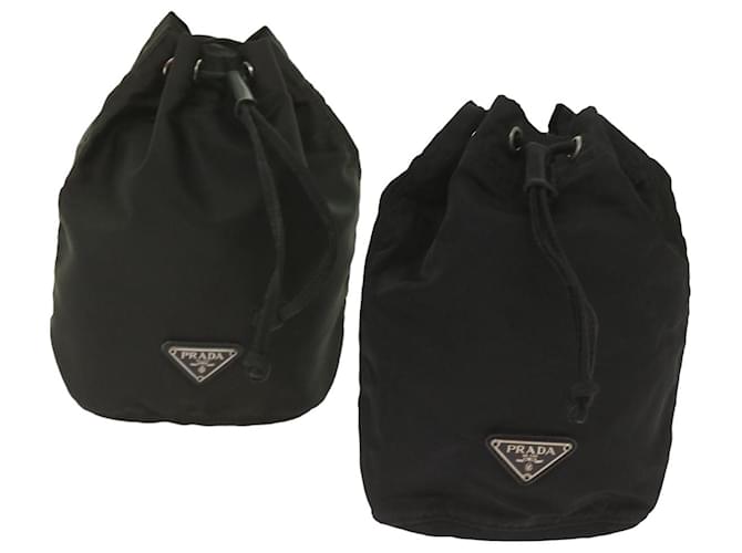 Prada pouch nylon 2Set Black Green Auth bs11957  ref.1302270