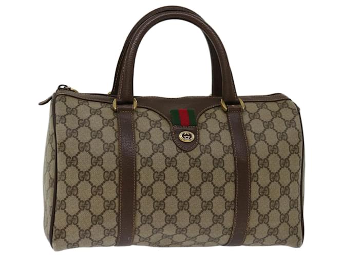 GUCCI GG Supreme Web Sherry Line Hand Bag PVC Beige Red 40 02 007 auth 67806  ref.1302314