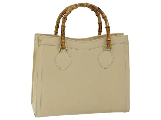 GUCCI Bamboo Tote Bag Leder Creme Auth 68026 Roh  ref.1302321