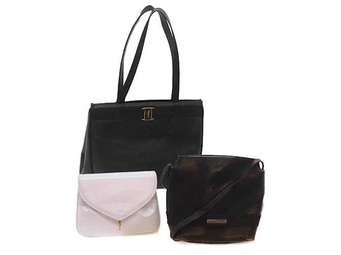 Salvatore Ferragamo Shoulder Bag Leather 3Set Black White Auth bs12511  ref.1302327