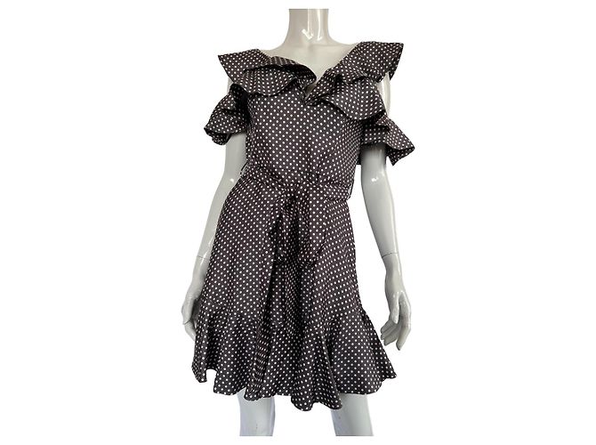 Abito mini a pois Zimmermann seta e viscosa nero bianco