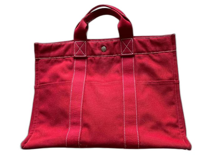 Toto Bag Bolso Hermès Toto rojo de algodón Roja