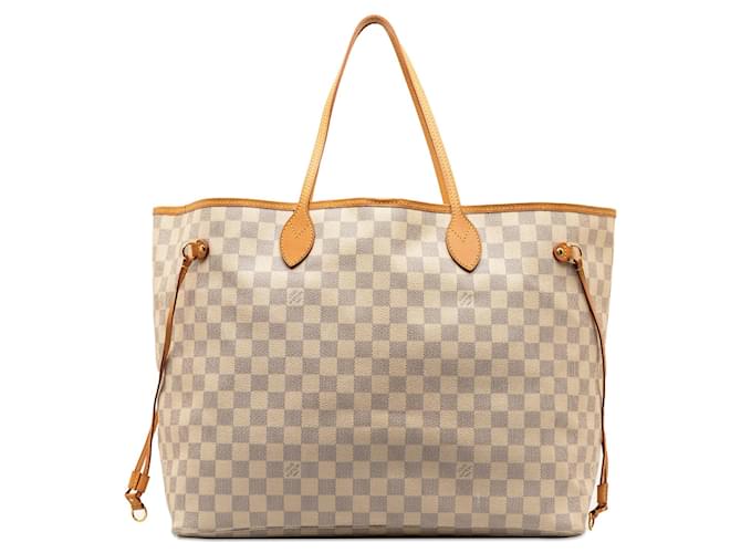 White Louis Vuitton Damier Azur Neverfull GM Tote Bag Leather  ref.1302417