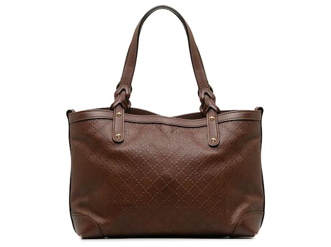 Brown Gucci Leather Diamante Craft Tote Bag  ref.1302425