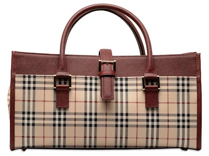 Beige Burberry House Check Handbag Leather  ref.1302426
