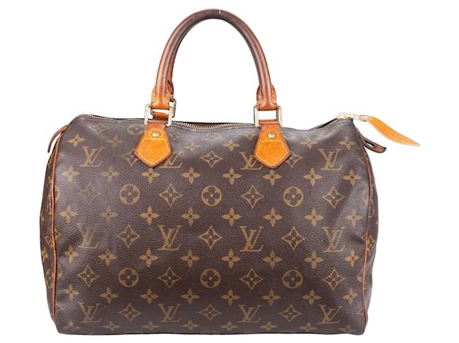 Louis Vuitton Canvas Monogram Speedy 30 handbag Brown Leather  ref.1302442