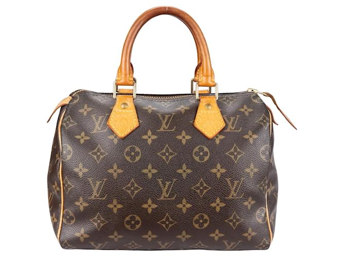 Louis Vuitton Canvas Monogram Speedy 25 handbag Brown Leather  ref.1302443