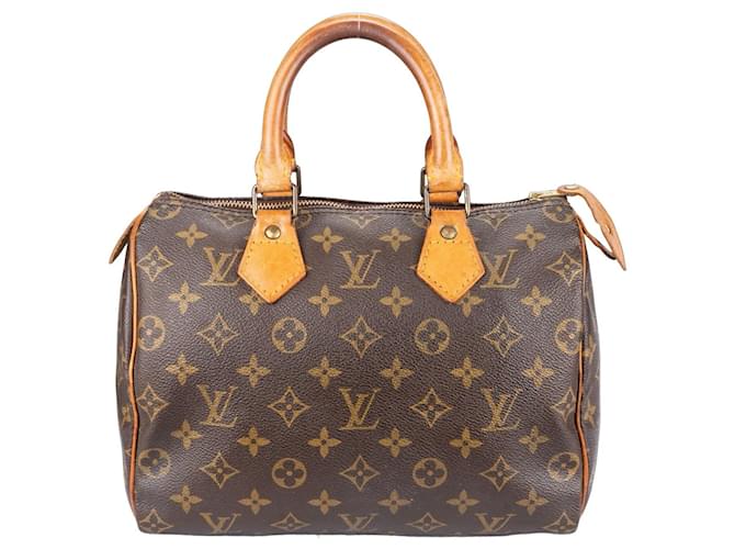 Louis Vuitton Canvas Monogram Speedy 25 handbag Brown Leather  ref.1302444